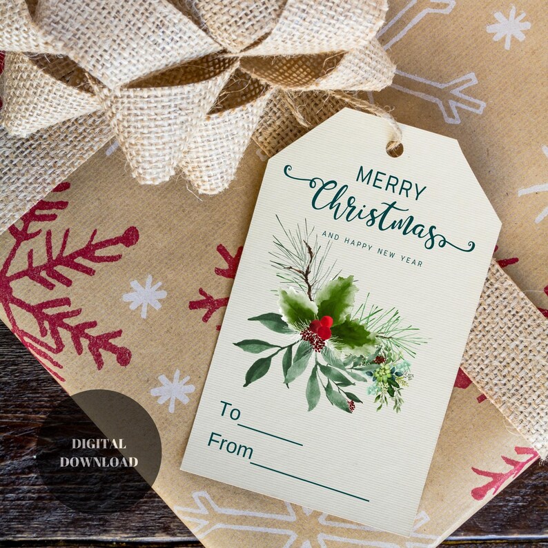 Editable Gift Tags, Editable Christmas Cards, Unique Christmas Cards