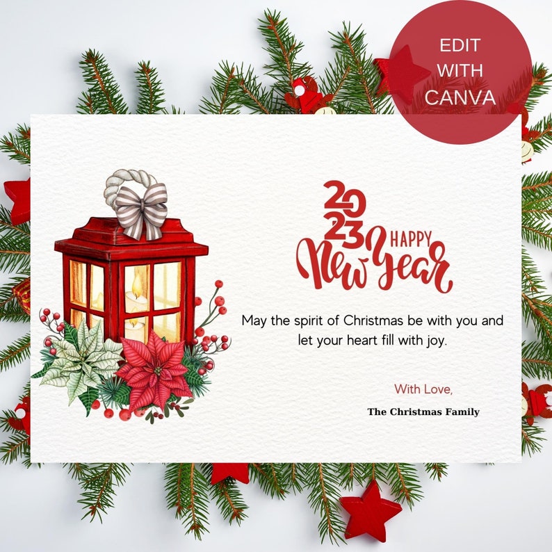 Printable Poinsettia Christmas Card Candle Greeting Card Etsy