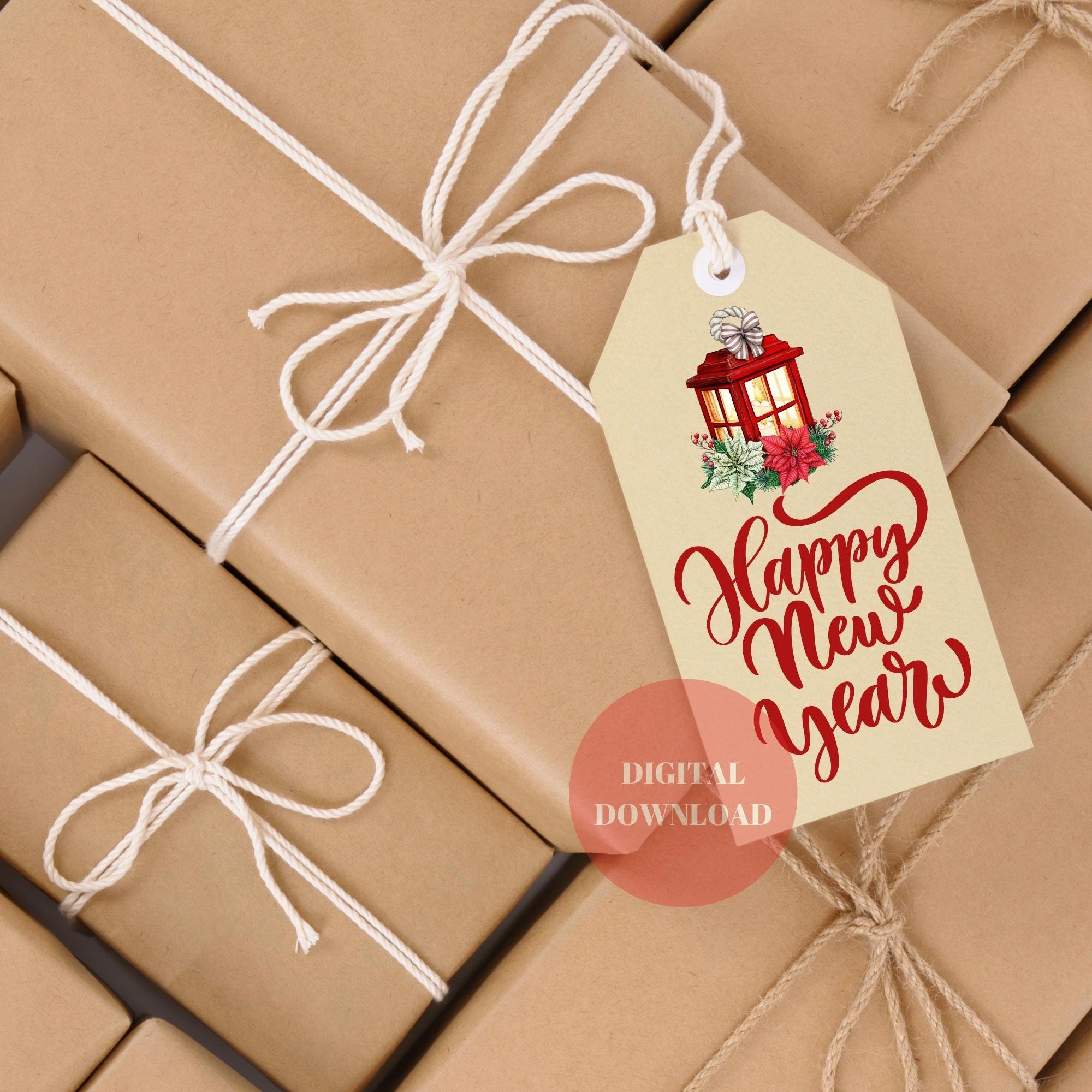 New Years Gift Tag, Printable Holiday Tags Set of 12, Happy New Years ...