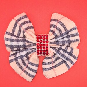 Plaid Red Stone Bow - Butterfly Style