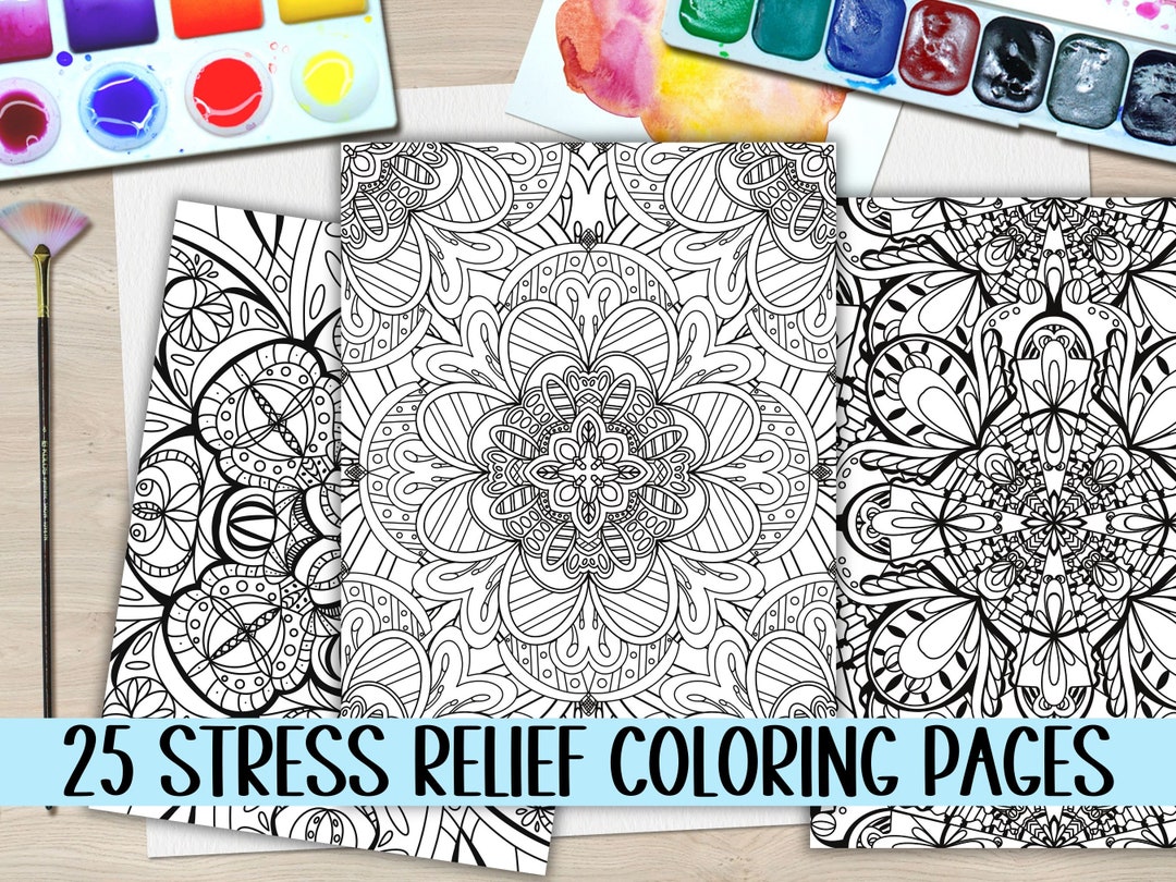 Printable Adult Coloring Page for Stress Relief-mandala and - Etsy