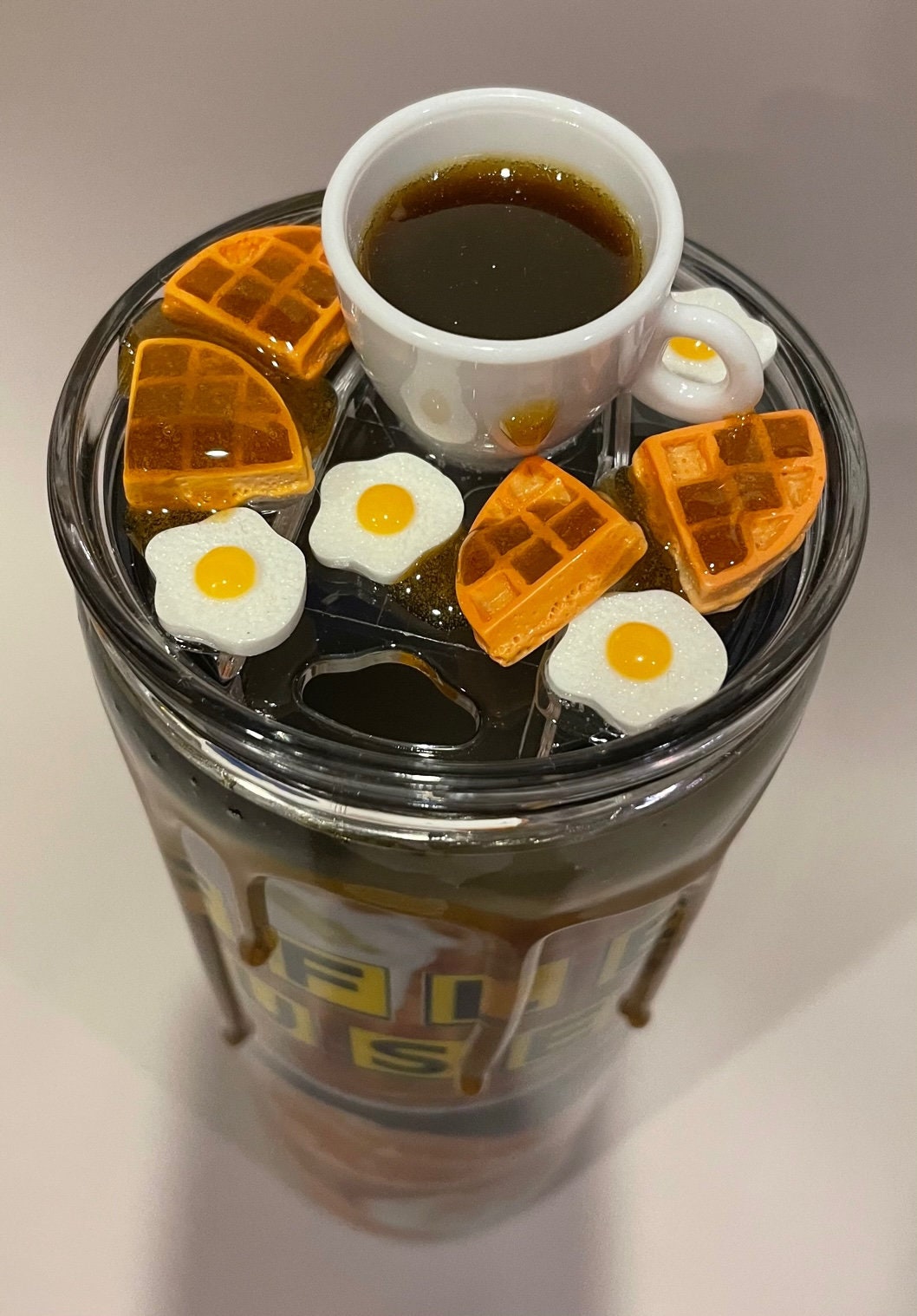 Custom Stranger Things Tumbler With Waffle Topper, Comes With Straw