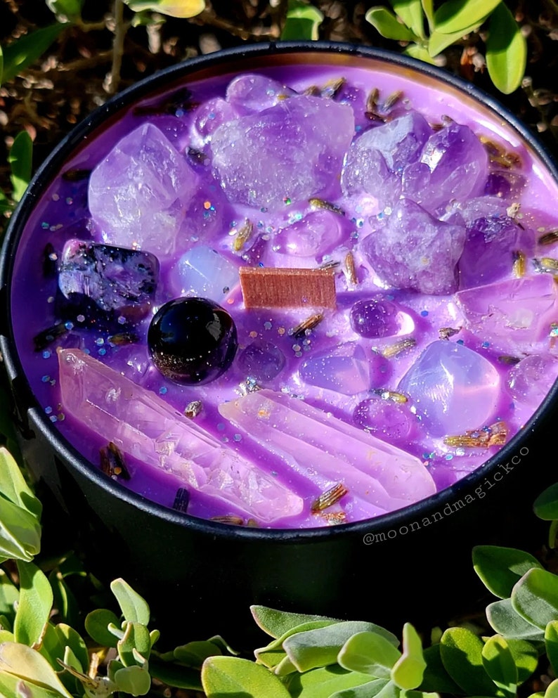 Crystal Candle Spell Candle Custom Candle Witchcraft Handmade Candle