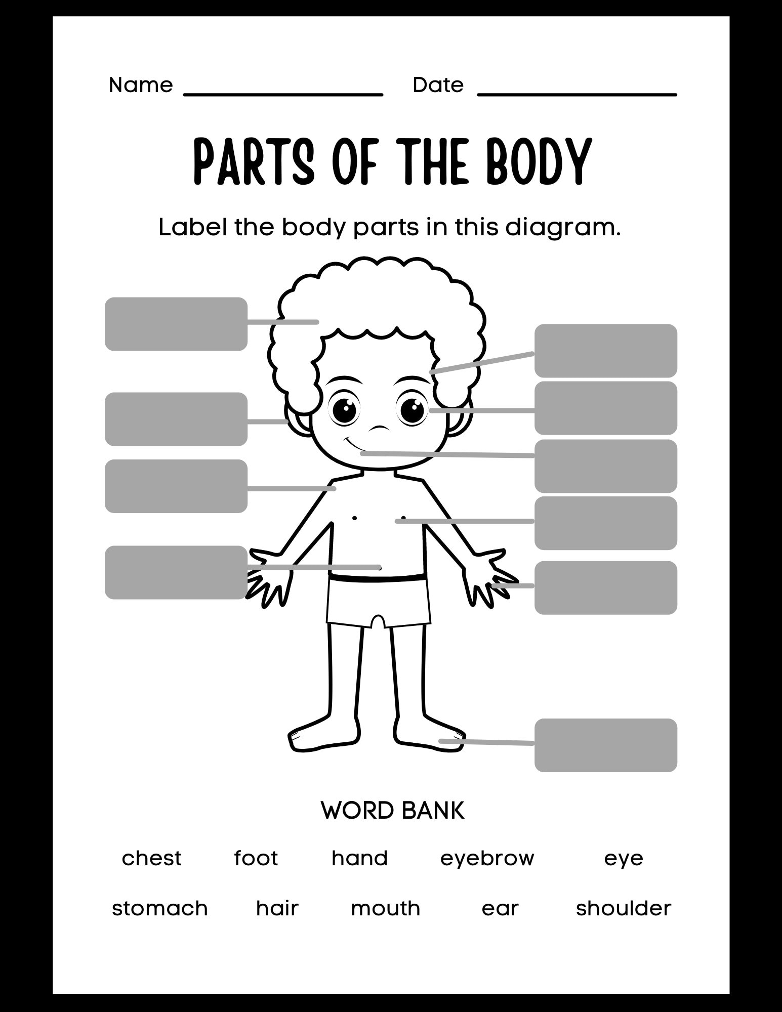 Body Anatomy Worksheet - Etsy