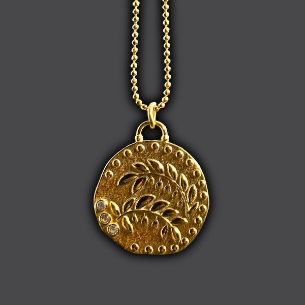 Collier pièce de monnaie en or, collier de fleurs vintage, pendentif pièce de monnaie, breloques mini pièce en argent, pendentif pièce de monnaie minimaliste, bijoux pour elle