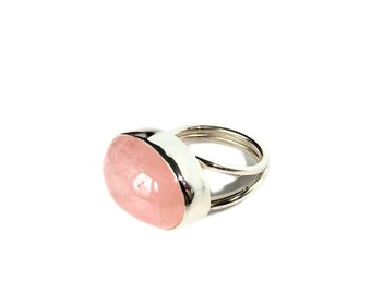 Bague quartz rose, bague en argent sterling 925, cadeau d'anniversaire, bague avec pierres précieuses, bague tendance, bague quartz rose, bague pour femme, bague pierre rose