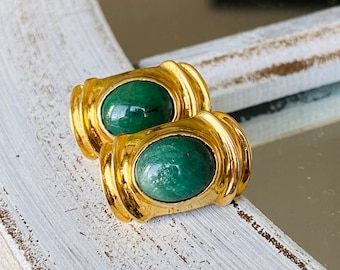 Boucle d’oreille en pierre précieuse de jade, boucle d’oreille à clous verts, fil d’oreille argenté Good Luck Dangle, ensemble de clous minimalistes, boucles d’oreilles en jade vintage, boucles d’oreilles à la mode