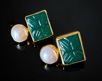 Canada Nephrite Jade Square Drop Earrings 