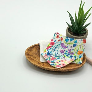Soft reusable cotton flannel facial squares. washable makeup remover pads, zero waste, eco-friendly, Spring Flowers print, set of 10