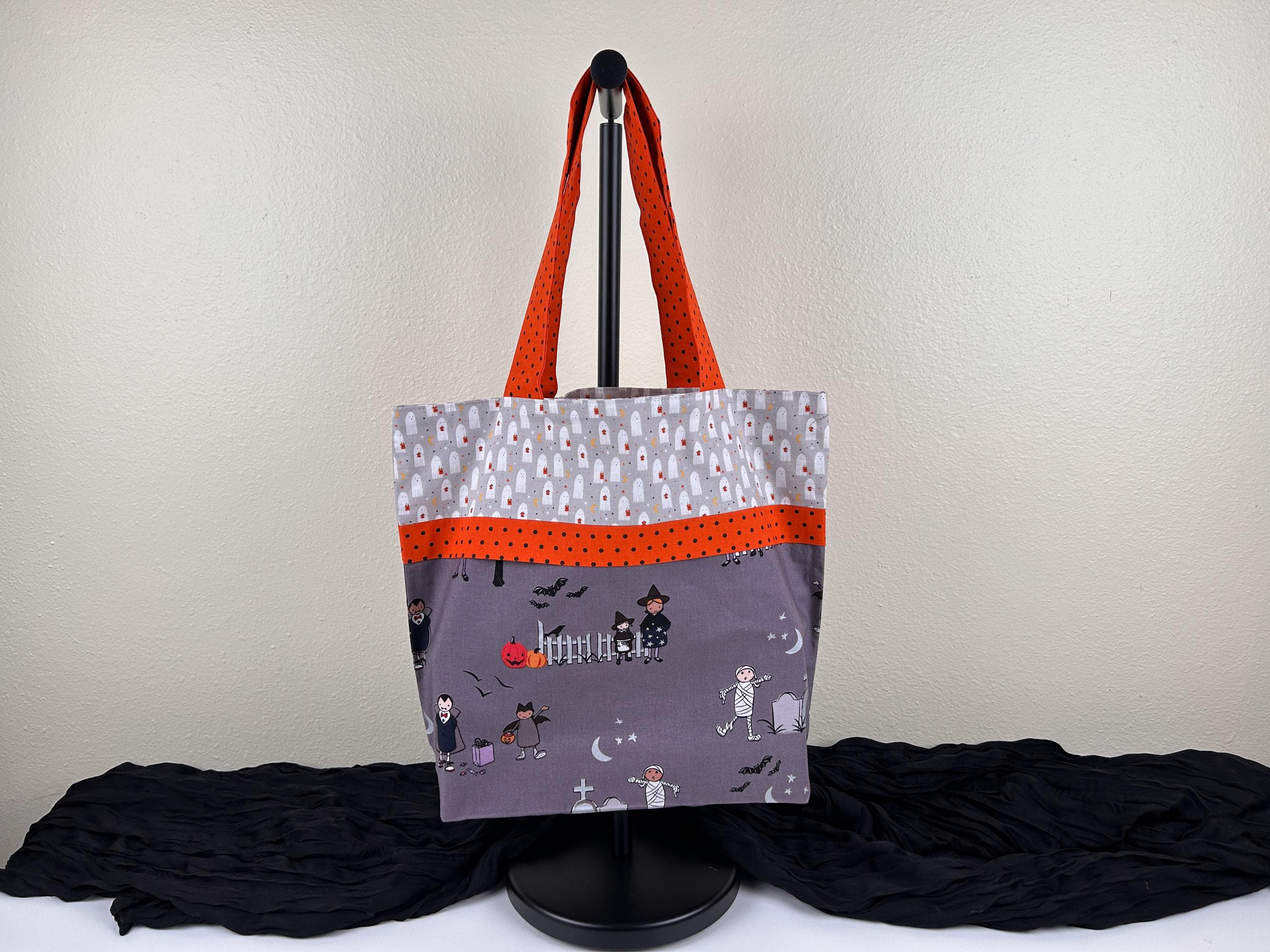 Homemade Halloween Trick or Treat Bag, Reusable Cotton Tote - Spooky Hollow