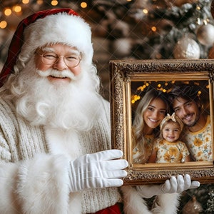 Santa Digital Template for Photoshop & Canva | Christmas Frame PNG | Santa Holding Photo Frame