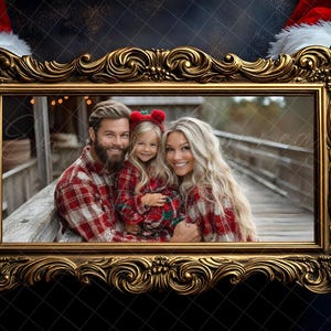 Santa Digital Template for Photoshop & Canva | Christmas Frame PNG | Santa Holding Photo Frame