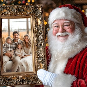 Santa Digital Template for Photoshop & Canva | Christmas Frame PNG | Santa Holding Photo Frame