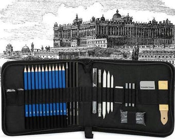 32-Piece Drawing Sketching Pencil Set: Graphite & Charcoal Art Kit