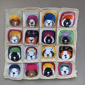 Cuscino quadrato a forma di cane all'uncinetto, federa per cuscino lavorata a mano con motivi a forma di cane, federa a forma di cane all'uncinetto, cuscino lavorato a maglia a forma di cane, federa a forma di cane