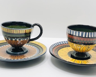 Vintage Hans Schneider Steffisburg Switzerland Set of 6 Folk Art