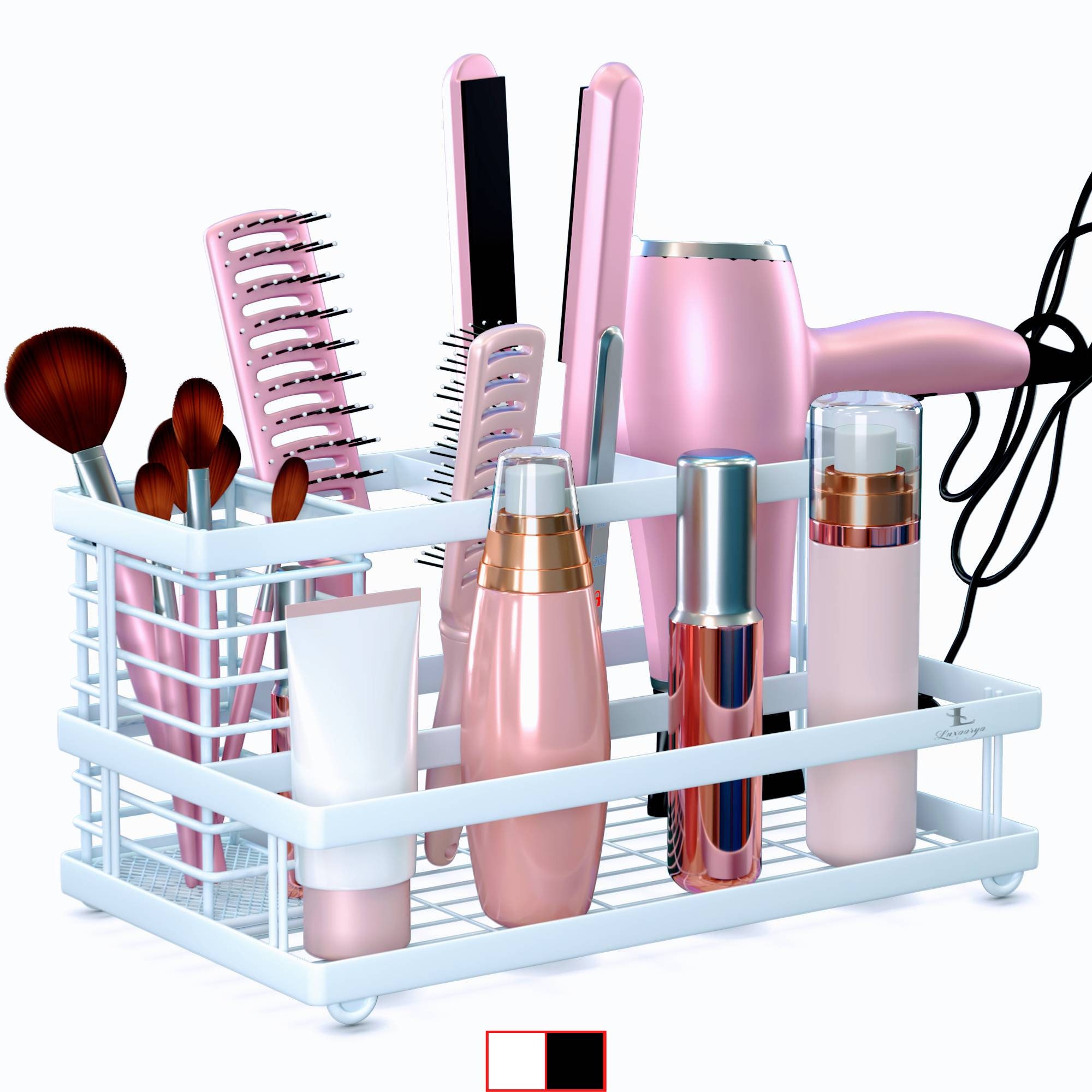Vecallo hair tool organizer, metal wire bathroom wall mount hair care  styling tool organizer storage basket