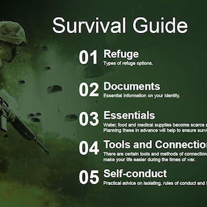 Survival guide: a practical advice on shelter and survival kit.