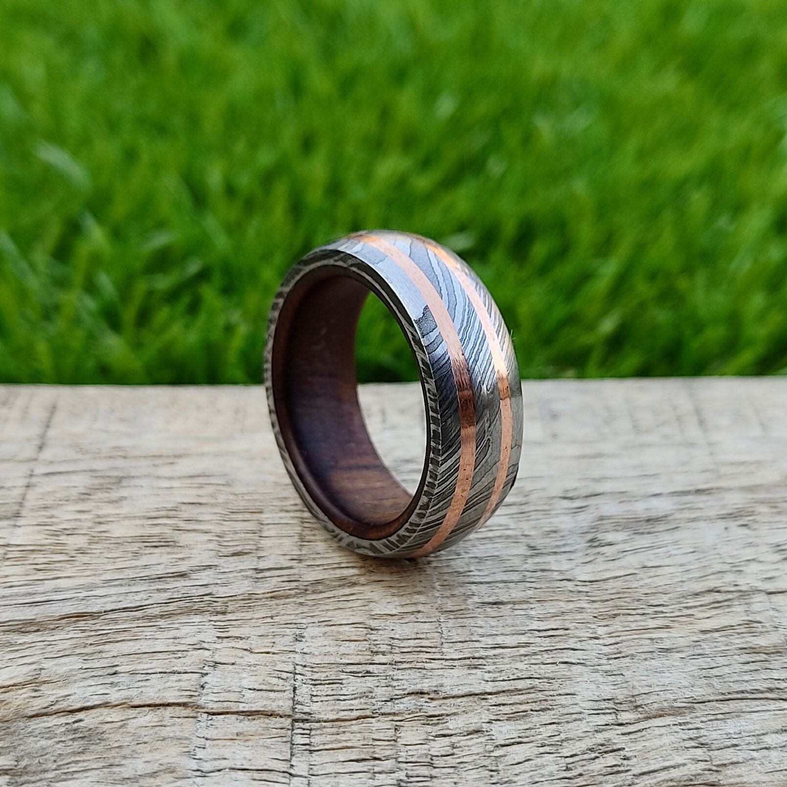 Birk Double Layered Olive Wood & Rosewood Womens Wood Ring