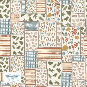 Woodland Patchwork Seamless Pattern | Rustic Cabin Digital Paper | Cottagecore Floral & Pine Print | Quilted Fabric Design