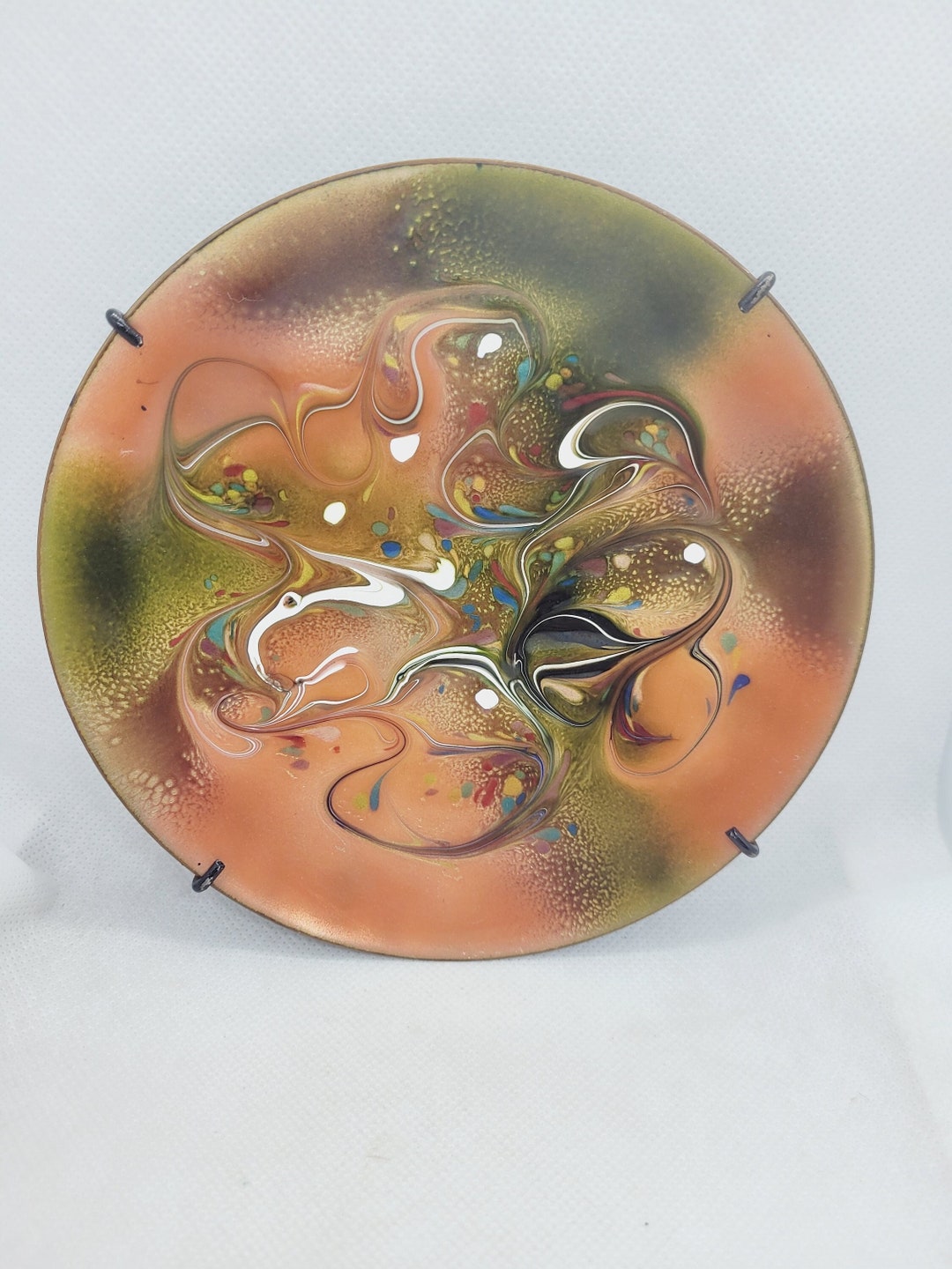 Vintage Enamel Wall Decor Collectible Dish Plate 6 Inch Beautiful