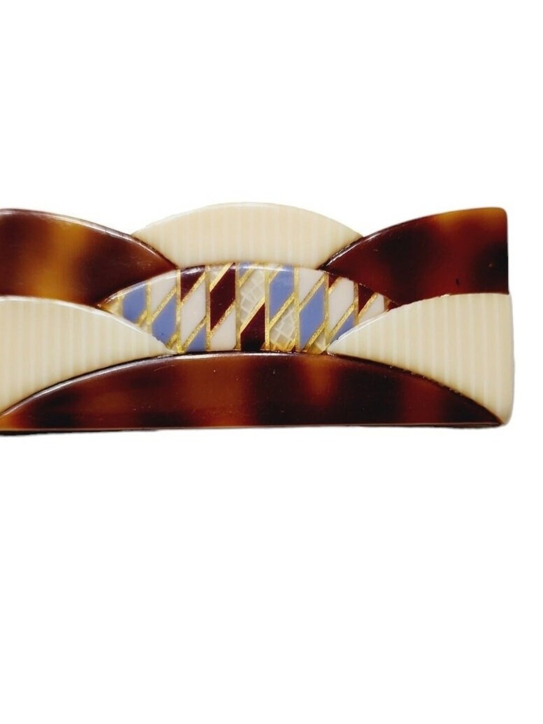 Broche Vintage Léa Stein - Motif Chinois Celluloïd - Années 68-80 - Collection Wolmark
