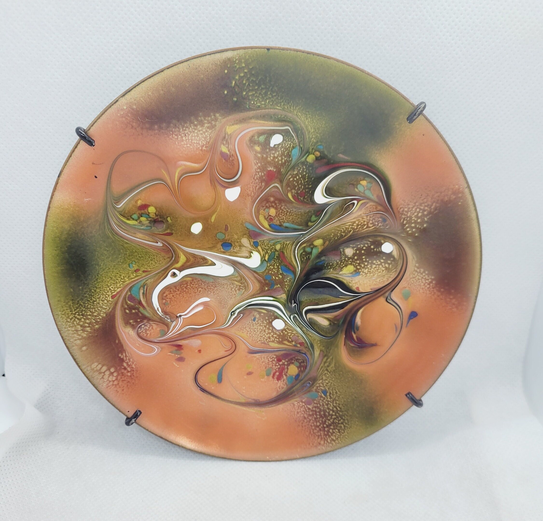 Vintage Enamel Wall Decor Collectible Dish Plate 6 Inch Beautiful