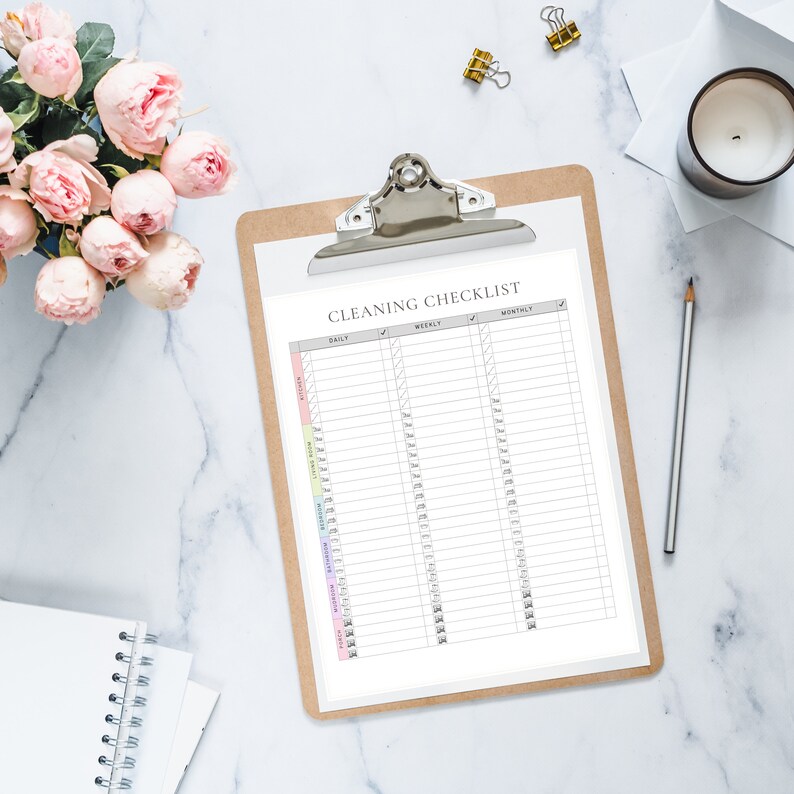 Printable Cleaning Checklist: Daily, Weekly, Monthly Tasks (fillable ...