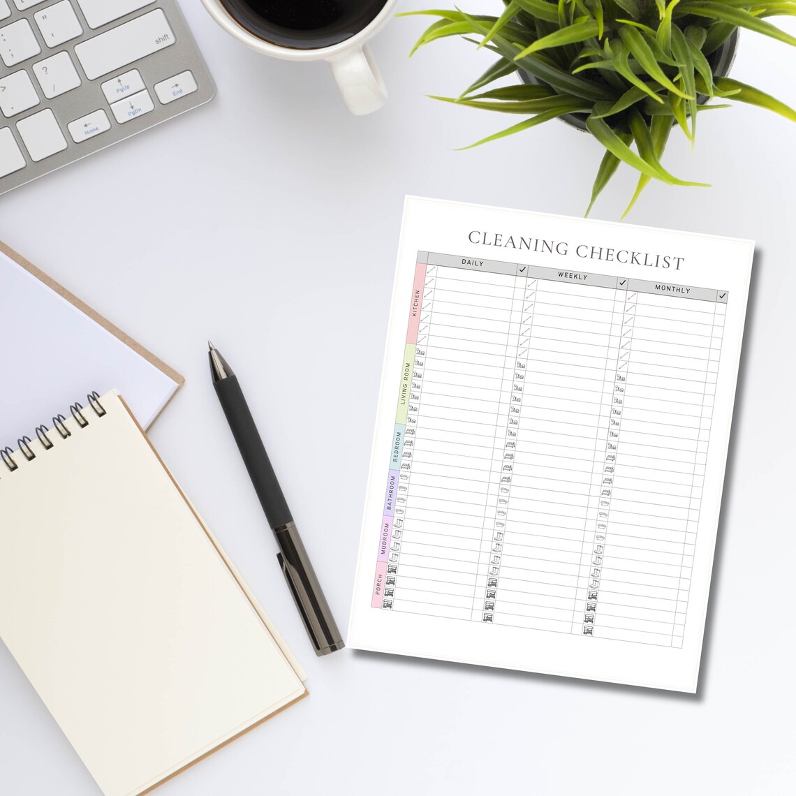 Printable Cleaning Checklist: Daily, Weekly, Monthly Tasks (fillable ...