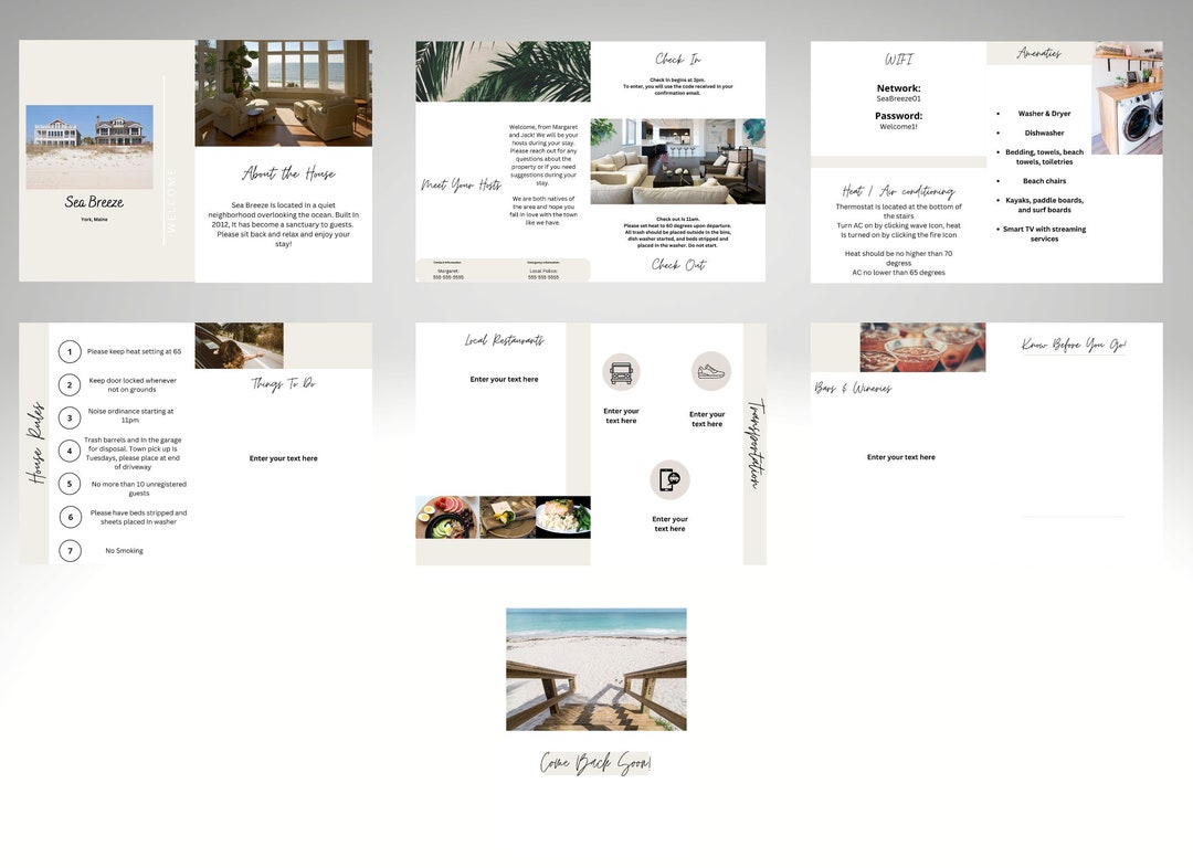 Airbnb or VRBO Welcome Book Template, Canva Template, Vacation Rental ...