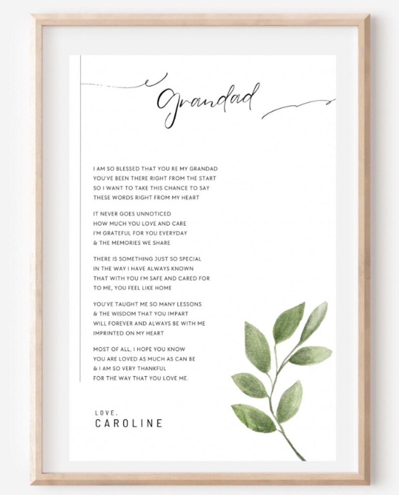Personalized Poem Print for Grandad – Sentimental Gift (digital ...