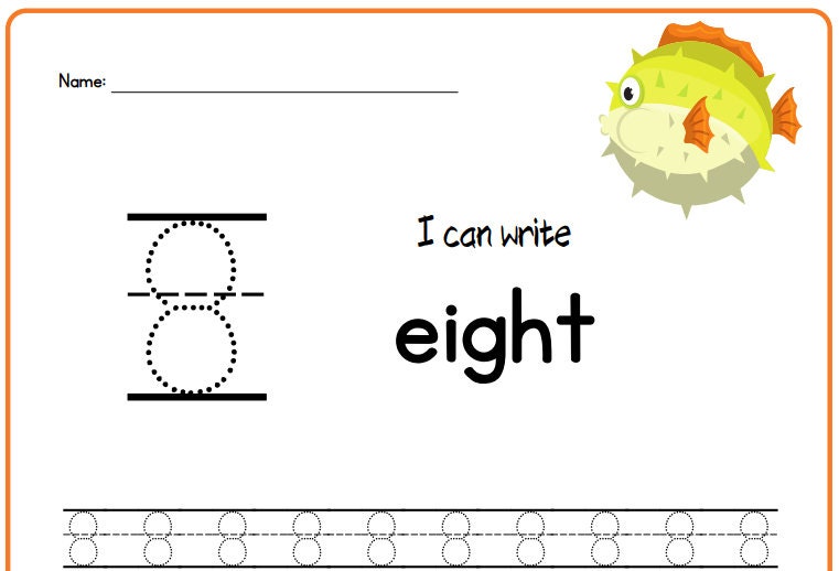 Printable Children's Tracing Worksheet - "i Can Write Numbers Sea ...