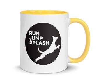 Run Jump Splash Circle Tasse mit Farbe innen