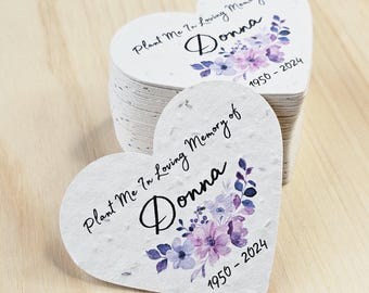 Personalized Seed Paper Heart Funeral Favors: Wildflower Seeds Memorial Favours