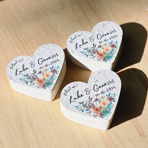 Cadeau de mariage coeur en papier graine pour invités