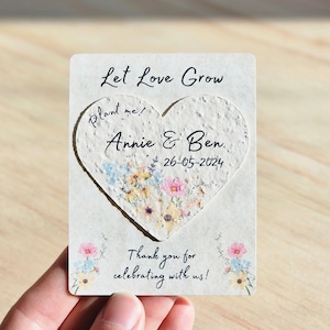 Large Personalized Flower Seed Paper Heart Wedding Favor Plantable Seed Paper Favor for Guest Bulk Party Favor Seed Bridal Shower Seed Favor