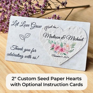 Faveur de coeur en papier graine pour plantation Cadeau de mariage personnalisé en papier graine pour invités Cadeau de mariage en gros paquet de cadeau pour graines de fleurs sauvages coeur grainé
