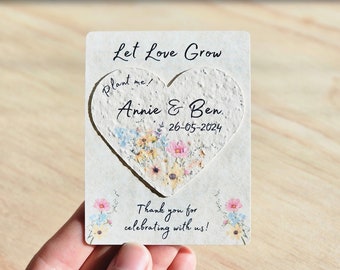 Large Personalized Flower Seed Paper Heart Wedding Favor Plantable Seed Paper Favor for Guest Bulk Party Favor Seed Bridal Shower Seed Favor
