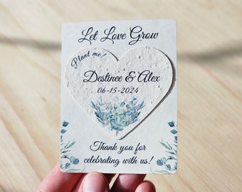 Personalized Wedding Favor Seed Paper Heart Favor for Guest Bulk Wedding Seed Heart Unique Wedding Party Favor Seeded Paper Card Favor Seeds