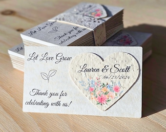 Cadeau de mariage personnalisé en papier graine pour invité en vrac Paquet de graines de mariage Graines de fleurs sauvages Cadeau de coeur Cadeau de graines à planter Cadeau de fête unique