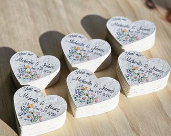 Wildflower Seed Paper Heart Wedding Favor: Personalized Plantable Favor for Guests