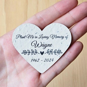 Personalized Memorial Favour Seed Paper Heart Funeral Favors - Celebration of Life Seeds