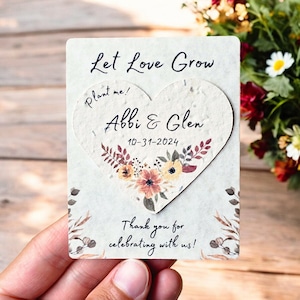 Cadeau de mariage en papier graine pour invité Cadeau de mariage en vrac Cadeau de coeur ensemencé Cadeau de coeur en papier graine Cadeau de mariage d'automne Étiquette en papier de graine à thème d'automne