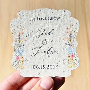 Cadeau vintage de mariage de fleurs sauvages pour les invités Papier de semences à planter Cadeau de mariage personnalisé Cadeau de douche nuptiale Cadeau de papier de semence Papier à planter