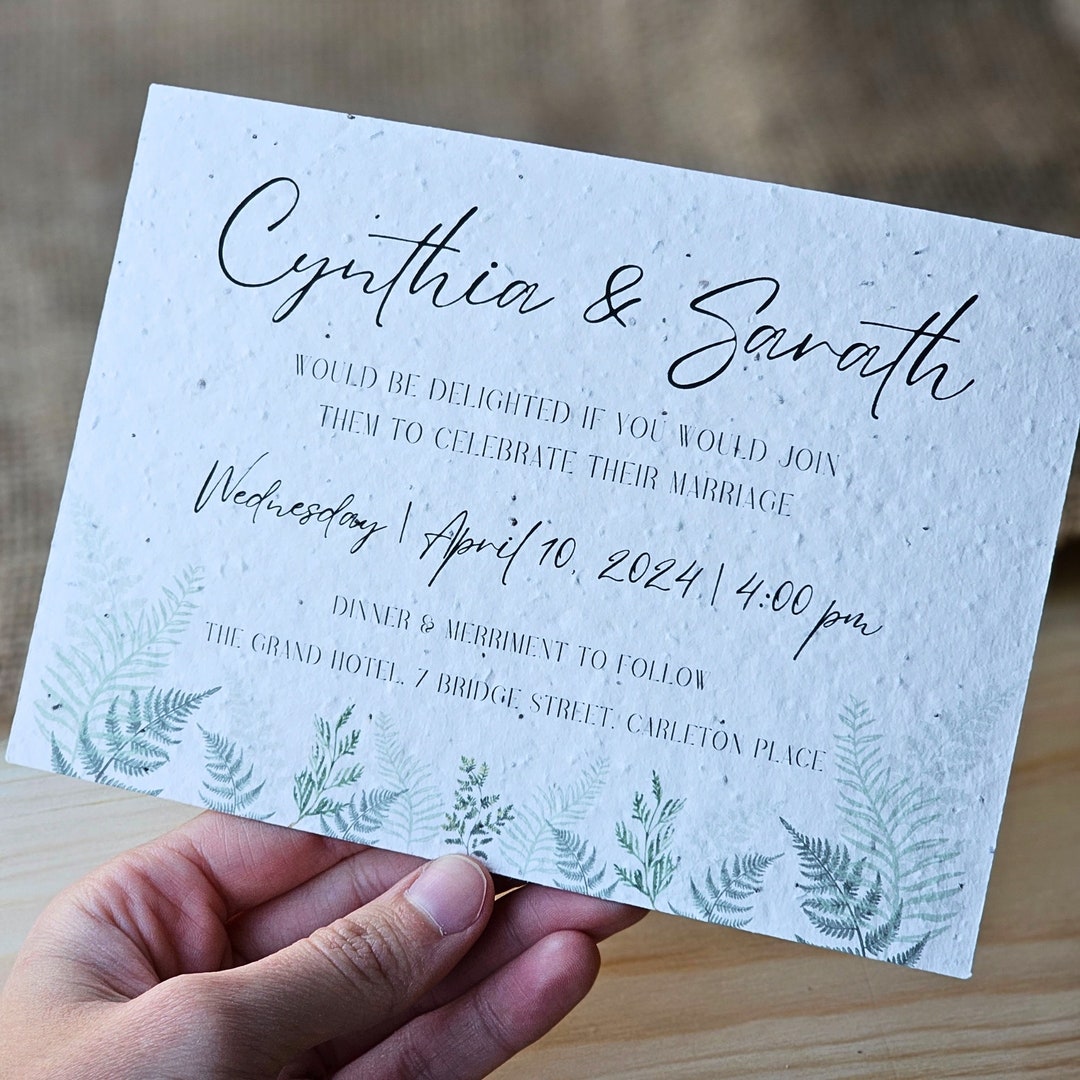 Plantable Seed Paper Wedding Invitation Personalized Seed - Etsy