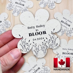 Personalized Seed Paper Baby Shower Gift Baby In Bloom Plantable Seed Paper Shower Card Favor Flower Shaped Seed Paper Favor For Baby Shower