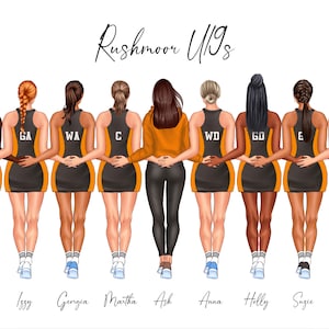 Benutzerdefinierte Netzball Team & Trainer Illustration | Personalisierte Netzball Kunstwerk | Team Geschenk | Digitaler Download zum Ausdrucken | Netzball Art