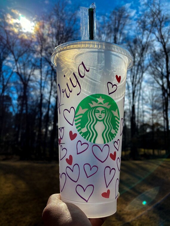 Hearts Starbucks Cold Cup-personalized Starbucks Cold Cup 