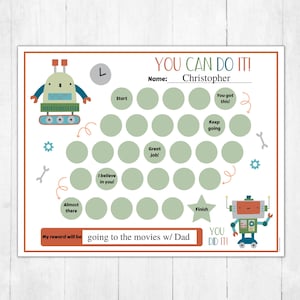 Robot, Personalized Dry Erase Reward Chart and Kids Calendar Wall Sticker,  Personalized Calendar & Chore Chart, Dry Erase, Kids, Reusable 