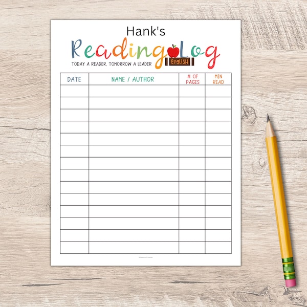 Reading Log for Kids | Reading Log Printable | Book Tracker for kids | Reading Chart Printable | Kids Reading Journal | Reading Challenge
